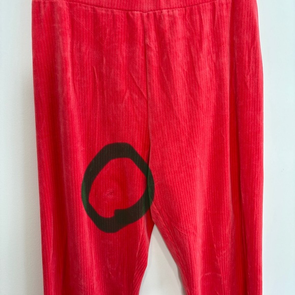 Drapers & Damons XL Coral Lounge Set Velour Gold Button Front Top Elastic Pants - Picture 2 of 16
